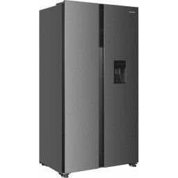 Frigider Side by side Heinner HSBS-HM529NFXWDE++, 529 l, Full No Frost, Clasa E, Compersor Dual Inverter, Display LED cu touch, Dozator apa, Iluminare LED, Blocare acces copii, H 177 cm, Inox