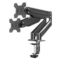 Suport monitor Esperanza ERW020, 17"-27", Pentru 2 monitoare, Mecanism cu arc, VESA 75/100 mm, Pana la 6 kg per brat, Negru