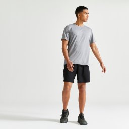 Tricou respirant 100 Fitness cardio Essentiel Gri Bărbați