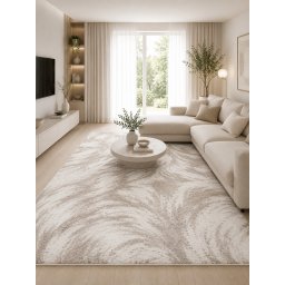 Covor Aria AR01, Marime 200x300cm , Bej Crem, Inaltime Fir 17 mm, Antialergic, Polipropilena, Living, Dormitor, Sufragerie, Trafic Intens