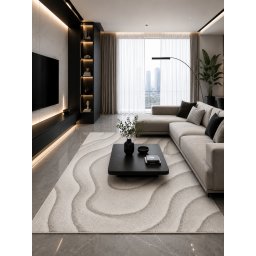 Covor Aria AR05, Marime 80x150cm , Bej Crem, Inaltime Fir 17 mm, Antialergic, Polipropilena, Living, Dormitor, Sufragerie, Trafic Intens