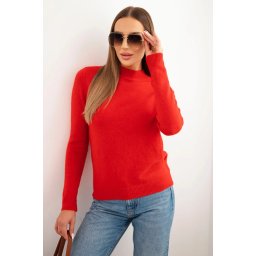 Kesi Włoski Women's sweater with a mock turtleneck made of soft knit red