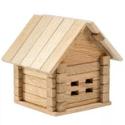 Set de construcție din lemn - Căsuță pușculiță, 37 de piese