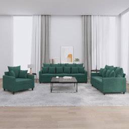 Set de canapele cu perne, 3 piese, verde închis, catifea GartenMobel Dekor