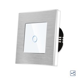 Intrerupator Simplu Cap Scara / Cruce cu Touch din Sticla si Rama de Aluminiu LUXION, Serie A SmartElectro IntelligentHouse