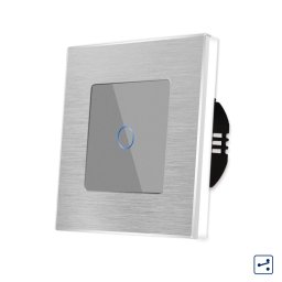 Intrerupator Simplu Cap Scara / Cruce cu Touch din Sticla si Rama de Aluminiu LUXION, Serie A SmartElectro IntelligentHouse