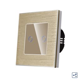 Intrerupator Dublu Cap Scara / Cruce cu Touch din Sticla si Rama de Aluminiu LUXION, Serie A SmartElectro IntelligentHouse