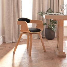 Scaun de bucatarie, negru, piele ecologica si lemn curbat GartenMobel Dekor