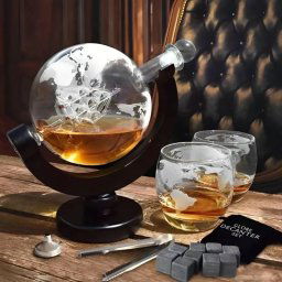 Set cadou decantor Glob Pamantesc cu doua pahare Epique, 850 ml