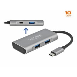 HUB 3.2 Gen 2-C la 3 x USB-A + 1 x USB-C, Delock 63261