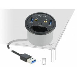 HUB in desk USB 3.2 Gen 1-A la 1 x USB-C + 2 x USB-A + 2 x jack stereo 3.5mm, Delock 62794