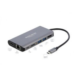 Docking Station USB-C la HDMI 4K, Displayport, 2 x USB 3.0, SD slot, Gigabit LAN, PD 3.0, Delock 87683