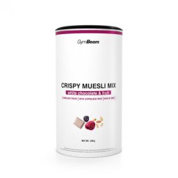 GymBeam Crispy Muesli Mix 420 g ciocolată albă cu fructe