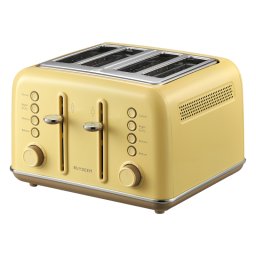 Prajitor de paine BUYDEEM DT640E, 1800W, 4 felii, 7 programe automate, 7 trepte de prajire, Indicatori LED, Tava firimituri, Pop-up inalt, Galben