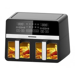 Friteuza dubla cu aer cald HAF-K10DB24BK, 2400 W, 9.5 l, 10 programe, Negru
