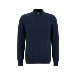 BARBOUR Pulover Cotton Half Zip Knitted Jumper MKN1074 ny91 navy