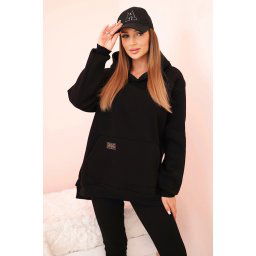 Polski Women's cotton set with a hoodie and high-waisted leggings black