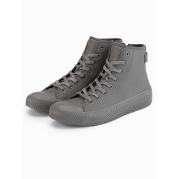 Ombre Men's high top sneakers with zipper for easy donning - dark beige