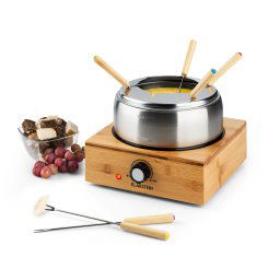 Klarstein Bambus Fondue, oala din otel inoxidabil, 800W (GQ6-Bambus Fondue)