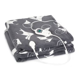 Klarstein Dr. Watson XXL, pătură electrică, 120 W, 200 x 180 cm, coral fleece, antracit, animale (HZD2-DrWatsonXXL-GR-A)