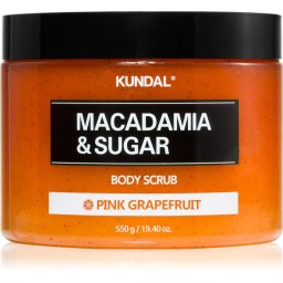 KUNDAL Macadamia & Sugar Body Scrub Pink Grapefruit exfoliant delicat pentru corp cu efect calmant 550 g
