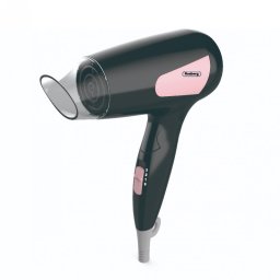 Uscator de par calatorie Rosberg R51100N, 1200W, Maner pliabil, 3 setari de temperatura, Negru/Roz