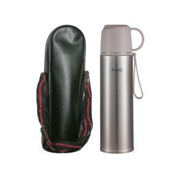 Termos cu husa Rosberg R52010FB, 0.5 l, Izolatie in vid cu doua straturi, Capac pentru pahare, Gri/Inox