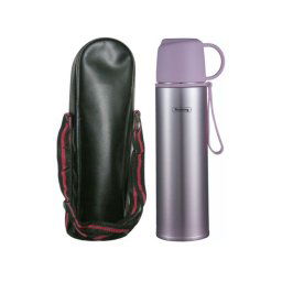 Termos cu husa Rosberg R52010FB, 0.5 l, Izolatie in vid cu strat dublu, Capac pentru pahar, Violet/Inox