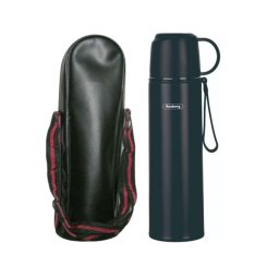 Termos cu husa Rosberg R52010FB, 0.5 L, Izolatie in vid dublu strat, Capac pentru pahar, Negru