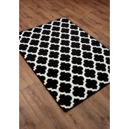 Covor Patratele 11158-180, Marime 80 x 150 cm, Negru, Inaltime Fir 9 mm, Antialergic, Polipropilena, Living, Dormitor, Sufragerie, Birou