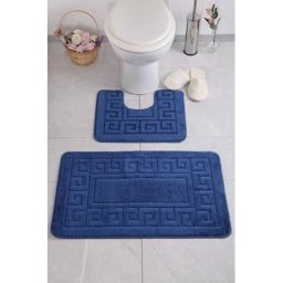Set 2 Covorase Baie Ethnic 2582, Marimi 50 x 80 40 x 50 cm, Albastru, Inaltime Fir 0, Antiderapant, Antialergic, Polipropilena