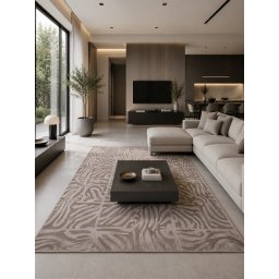Covor Sofia 41006-1103, Marime 200 x 300 cm, Maro, Inaltime Fir 10 mm, Antialergic, Polipropilena, Living, Dormitor, Sufragerie, Birou