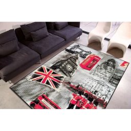 Covor Model England 11191, Marime 160 x 230 cm, Gri, Inaltime Fir 9 mm, Antialergic, Polipropilena, Living, Dormitor, Sufragerie, Birou