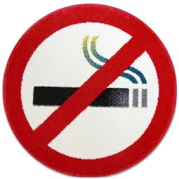 Covor Rotund Kolibry NO SMOKING 11170-110, Marime 67 x 67 cm, Alb, Rosu, Inaltime Fir 9 mm, Antialergic, Polipropilena, Living, Dormitor, Sufragerie, Birou