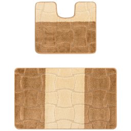 Set 2 Covorase Baie Sariyer 2546, Marimi 50 x 80 40 x 50 cm, Bej, Maro, Inaltime Fir 0, Antiderapant, Antialergic, Polipropilena