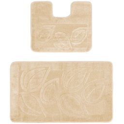 Set 2 Covorase Baie Flora 2540, Marimi 50 x 80 40 x 50 cm, Bej, Antiderapant, Antialergic, Polipropilena