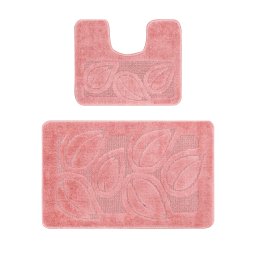 Set 2 Covorase Baie Flora 2580, Marimi 60 x 100 50 x 60 cm, Roz, Inaltime Fir 0, Antiderapant, Antialergic, Polipropilena
