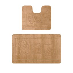 Set 2 Covorase Baie Maritime 2546, Marimi 60 x 100 50 x 60 cm, Bej, Inaltime Fir 0, Antiderapant, Antialergic, Polipropilena