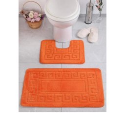 Set 2 Covorase Baie Ethnic 2505, Marimi 50 x 80 40 x 50 cm, Portocaliu, Antiderapant, Antialergic, Polipropilena
