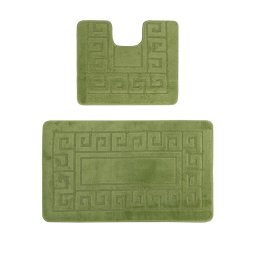 Set 2 Covorase Baie Ethnic 2510, Marimi 50 x 80 40 x 50 cm, Verde, Antiderapant, Antialergic, Polipropilena