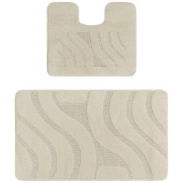 Set 2 Covorase Baie Symphony 2517, Marimi 60 x 100 50 x 60 cm, Crem, Inaltime Fir 0, Antiderapant, Antialergic, Polipropilena