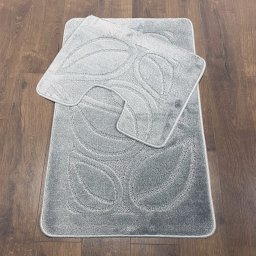 Set 2 Covorase Baie Flora 2504, Marimi 60 x 100 50 x 60 cm, Gri, Inaltime Fir 0, Antiderapant, Antialergic, Polipropilena