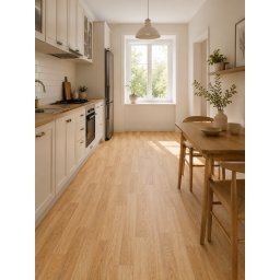 Linoleum Rezidential Clasa 21, SORBONA 3, Imitatie Parchet, Bej, PVC, Grosime 2.5 mm, Suport Spuma, Latime 2m, Marime 200 x 800 cm