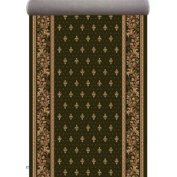 Traversa Bisericeasca Festonata Surfilata, Model Lotos 15033-310, Latime 0.8m, Marime 80 x 1200 cm, Verde, Inaltime Fir 8 mm, Antialergic, Polipropilena, Manastire, Biserica, Altar, Naos, Pronaos