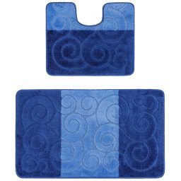 Set 2 Covorase Baie Sile 2582, Marimi 60 x 100 50 x 60 cm, Albastru, Antialergic, Polipropilena