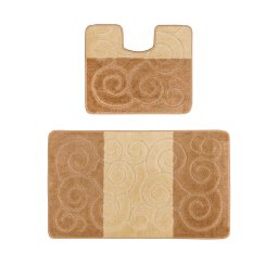 Set 2 Covorase Baie Sile 2546, Marimi 60 x 100 50 x 60 cm, Bej, Maro, Antialergic, Polipropilena