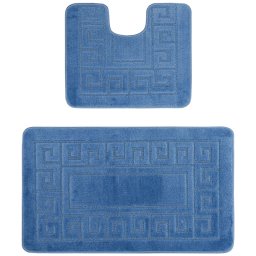 Set 2 Covorase Baie Ethnic 2509, Marimi 60 x 100 50 x 60 cm, Albastru, Antiderapant, Antialergic, Polipropilena