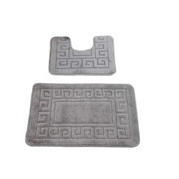 Set 2 Covorase Baie Ethnic 2504, Gri, Marime 50 x 80 cm, Antiderapant, Antialergic, Polipropilena