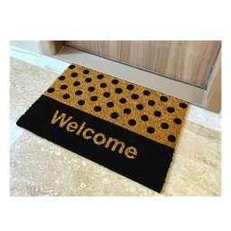 Covoras Intrare, Model Black White 668-004, Marime 40 x 60 cm, Maro, Inaltime Fir 15 mm, Antiderapant, Fibra cocos si Cauciuc, Living, Dormitor, Sufragerie, Birou