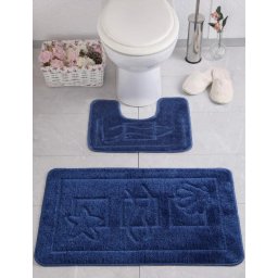 Set 2 Covorase Baie Maritime 2582, Marimi 60 x 100 50 x 60 cm, Albastru, Antiderapant, Antialergic, Polipropilena